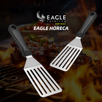 Spatula Steak Baja Anti Karat Tahan Panas Berkualitas Makanan, Desain Lubang Gantung, Alat Panggang BBQ