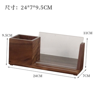 <b>Solid</b> <b>Wood</b> Walnut Pen Holder 20x8x8cm Double Layer <b>Desk</b> Organizer For Office Stationery Storage - Product Image 3