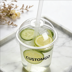 แก้วน้ำผลไม้โซดาพลาสติก PP ขนาด 24 ออนซ์ 250 มล. แบบใช้แล้วทิ้ง พร้อมฝาปิด - Product Image 4