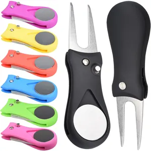 1PCS Foldable Golf Divot Repair Tool Switchblade Pitch Golf Pitchfork With Golf Marker