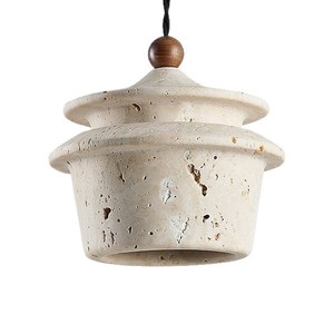 Lampe suspendue en travertin Wabi Sabi, lampe suspendue vintage en pierre pour chambre à coucher, salle à manger - Product Image 5