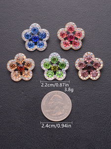 Tinh Tế Kẽm Hợp Kim Hoa Chân Nút Cao Cấp Trang Trí May Mặc Đầy Màu sắc Thạch Thêm Glamour Sang Trọng Dresses Áo Khoác - Product Image 2