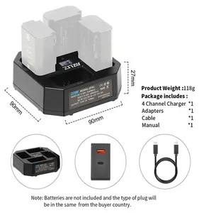 ZITAY 4-Channel USB C Fast Charging Station With PD 65W Quick Charger Adapter Kit For NP-FZ100/A7M4