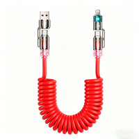 INGZOOM Kabel PVC Adaptor Paduan Seng 240W Pengisian Cepat USB 3.1 3-in-1 Tipe-C 1.8m Kabel USB Spiral untuk Perangkat IOS