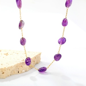 Collar de Piedras Naturales con Cuentas de Amatista, Estilo Bohemio, de Acero Inoxidable, para Mujer, para Bodas, Fiestas y Compromisos - Product Image 4