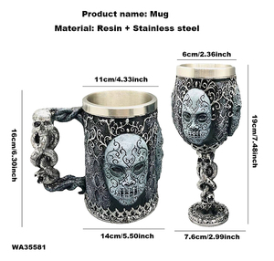 Vente en gros : Tasses à <span class=keywords><strong>café</strong></span> et bière en acier inoxydable, design squelette 3D, thème Moyen Âge, Halloween, <span class=keywords><strong>Harry</strong></span> <span class=keywords><strong>Potter</strong></span>, créatives et uniques, en résine - Product Image 2