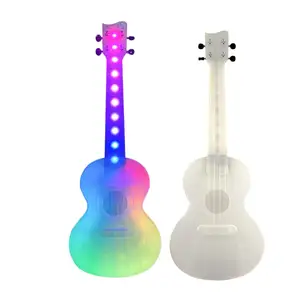 trong suốt ukulele trắng Suppliers-Trung Quốc Nhà Máy Mới Tùy Chỉnh Thiết Kế Du Lịch Ngoài Trời Led Chiếu Sáng Buổi Hòa Nhạc Ukulele Điện Với Cơ Thể Trong Suốt
