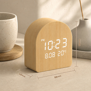 Horloge de table numérique intelligente LED <span class=keywords><strong>en</strong></span> bois, mini, simple, portable, avec affichage de la température, pour la maison, l'hôtel, la décoration, le réveil matinal - Product Image 4