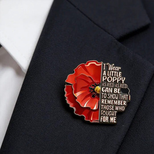 Broche de Amapola Rojo Brillante para el Día de los Caídos, Pin de Metal Esmaltado, Conmemorando a los Héroes, Homenajeando al Valor, Accesorio de Moda Unisex - Product Image 4