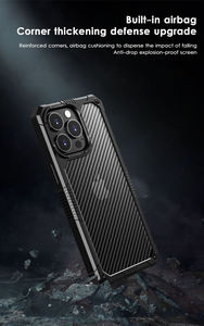 Coque de téléphone à texture fibre de carbone Combo Tpu + PC antichoc OEM pour <span class=keywords><strong>iPhone</strong></span> 15 Pro Max Cover - Product Image 2