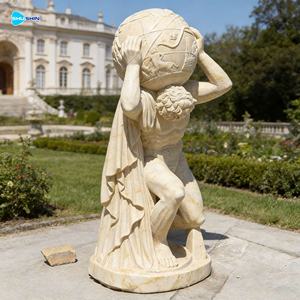 تمثال أطلس روماني كلاسيكي بالحجم الطبيعي من الرخام الأبيض يحمل الأرض - Product Image 2