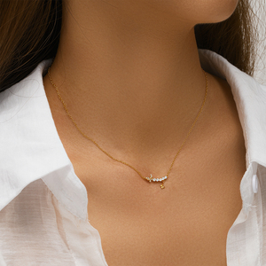 Collar CANNER Chapado en Oro de 18K, Nuevo Collar de Plata de Ley 925 con Doble Cruz de Circones, Joyería Simple con Colgante de Diamantes - Product Image 6