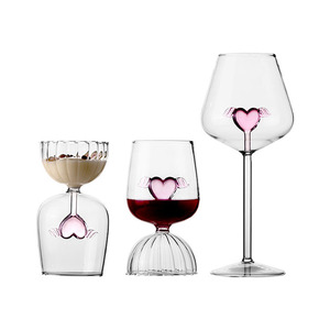 Copo de Vidro para Vinho, Copos de Iogurte para Sobremesa, Utensílios de Bebida para Festas e Restaurantes, Copo de Vinho Tinto em Forma de Coração Romântico - Product Image 1