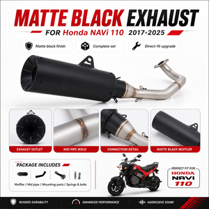 Sistema <span class=keywords><strong>de</strong></span> Escape Completo para Motocicleta, Tubo <span class=keywords><strong>de</strong></span> Escape Delantero y Silenciador para <span class=keywords><strong>Honda</strong></span> <span class=keywords><strong>NAVi</strong></span> 110 Scooter 2017-2025, Acero Inoxidable - Product Image 4