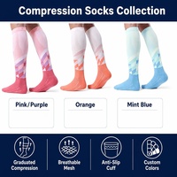 Chaussettes de compression respirantes à motif géométrique, hauteur genou, avec soutien gradué, antidérapantes, pour le sport, les soins infirmiers, les voyages et la grossesse