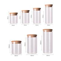 Bocaux et Bouteilles de Rangement d'Usine Conteneur Alimentaire en Verre Borosilicate Transparent Avec Couvercle Hermétique en Bambou