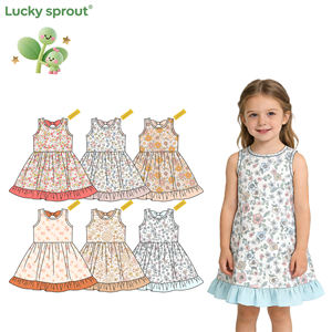 Cute Toddler Sleeveless Dress Baby Girl Custom Printed Dress With Lace Hem <strong>Kids</strong> <strong>Clothes</strong> Wholesale <strong>Kids</strong> Girls Summer Dress - Product Image 1