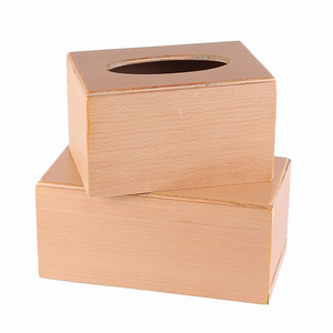 Boîte à mouchoirs simple en bois pour salon et usage domestique, boîte de rangement portable en bois de hêtre pour bureau, vente en gros d'usine, logo - Product Image 2