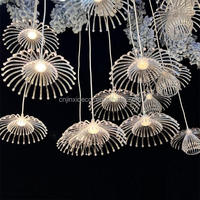 Nouveaux accessoires de mariage créatifs en acrylique, lustre pissenlit à 10 têtes, lumières décoratives lumineuses en forme de méduse pour mariage sur le thème de l'océan