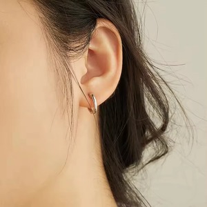 Fashion Gold Plated 925 Sterling <b>Silver</b> Plain <b>Cuff</b> <b>Earring</b> Gold Small Stud <b>Earrings</b> Women - Product Image 3