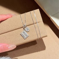 Collier Pendentif Moissanite Style Chinois Vintage en Gros, Plaqué Rhodium S925, Ras-de-cou Ajustable, Bijoux Quotidiens pour Femmes
