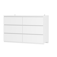 Meuble moderne en placage de bois blanc avec six tiroirs de rangement, armoire de rangement pour la maison, commode à tiroirs