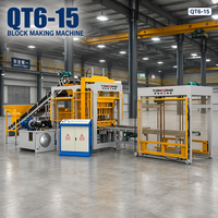 Machine à blocs entièrement automatique QT6-15 pratique, machine à blocs hydrauliques, machine à briques de pavage pour atelier de matériaux
