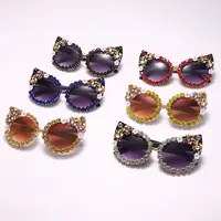 Óculos de sol femininos com lentes de olho de gato, armação retrô com logotipo personalizado, com strass