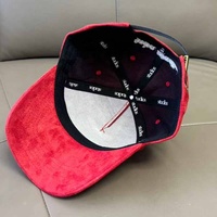 Gorras de Béisbol Personalizadas con Visera Curva de 5 Paneles, de Gamuza Roja, Estilo Vintage, Lisas, de Satén, para Hombre, Bordadas, con Cierre a Presión