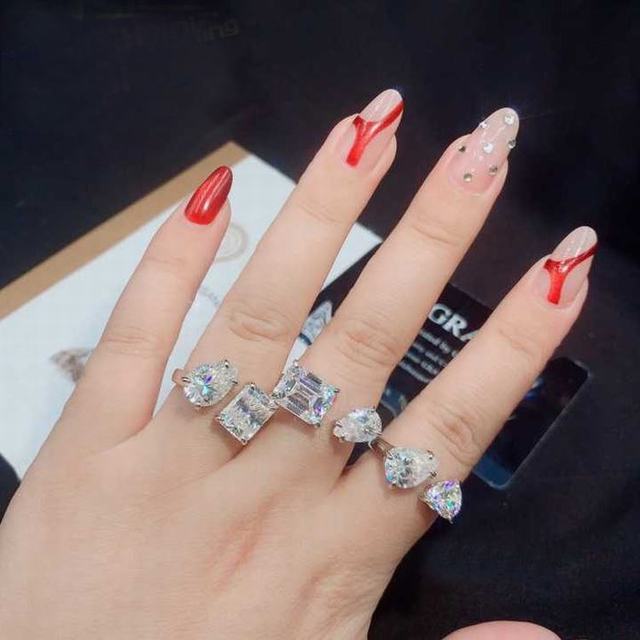 VOAINO Hot Sale 18K Yellow Gold Toi Et Moi Rings Two Stones 2ct Round Cut Pear Cut Lab Grown Diamond Ring
