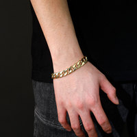 JABBRA24010001 Bracelet de mode hip-hop européen et américain en acier inoxydable or 12mm 14K vente à chaud de chaîne cubaine nouveau style