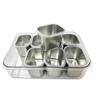 Boîte de conservation alimentaire en acier inoxydable 304 avec couvercle, boîte à lunch à huit compartiments, boîte de conservation fraîcheur portable et hermétique pour l'extérieur