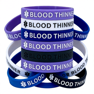 Pulseras de Silicona con Símbolo de Alerta Médica de Anticoagulante, para Hombres y Mujeres, Paquete de 5, Multicolor, con Símbolo de Emergencia - Product Image 1