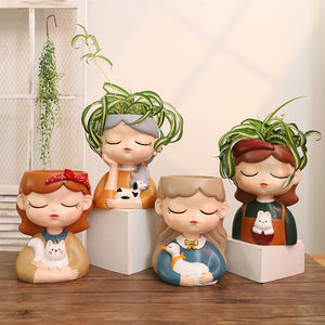 <span class=keywords><strong>Macetas</strong></span> grandes de 9 pulgadas Roogo Sweet Girl <span class=keywords><strong>con</strong></span> mascota de diferentes tamaños Adorable estilo de personaje Diseño popular Maceta - Product Image 5