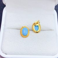 Boucles d'oreilles clous ovales en turquoise bleue naturelle, en argent sterling 925, vente en gros d'usine, cadeau pour femme, usage quotidien et soirée
