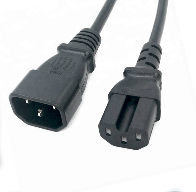 Factory Supply IEC 60320 C14 to C15 Power Cable Power Cord Iec C14 to C15 Right Angle 220v Iec320 Saa Iec C14 C15 Power
