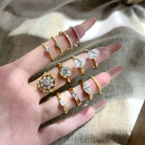 952แหวนเงินแท้ปรับขนาดได้ anillos CON diamantes laboratorio รูปใบไม้925เงิน anillos abiertos Plata - Product Image 1