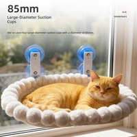 Hamac pour chat en peluche épais et pliable avec ventouses robustes pour balcons et fenêtres, lit confortable pour chats corpulents