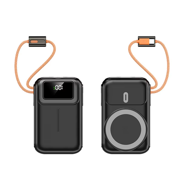 Compact High Capacity 25W Magnetic Wireless Fast Charging 10000mAh Bracket Power Bank Built-in Cable 35W Wired LED Display
