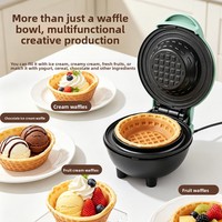Mini gaufrier électrique double tension avec plaques antiadhésives pour bols à tacos, coupes à glace et bols à gaufres, idéal pour le petit-déjeuner à la maison