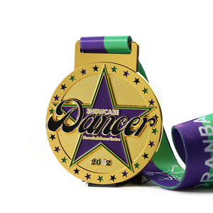 ผู้ผลิตที่กำหนดเองท้องฟ้าดาวโลหะผสมสังกะ<span class=keywords><strong>ส</strong></span>ีเคลือบอ่อนคู่เต้นรำการแข่งขันเหรียญทอง - Product Image 2