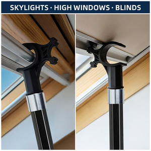 Perche télescopique Skylight Hook Pole 4 sections avec verrouillage à bascule, poignée souple et tête de rechange pour ouverture de fenêtre haute, résistante au torsion - Product Image 5