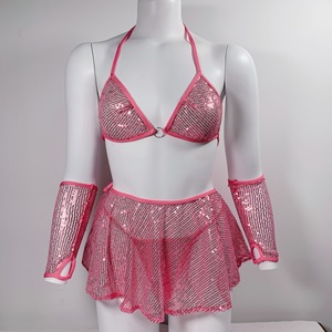 Lencería Sexy Y2k con Lentejuelas Rosas para Mujer, Tanga Sexy con Puños para Mujeres Curvilíneas - Product Image 6