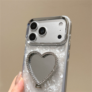 Custodia Protettiva Lusso con Strass a Cuore e Specchio per iPhone 18 17 Pro Max 16 15 14 13, Glitter Iridiscente - Product Image 4