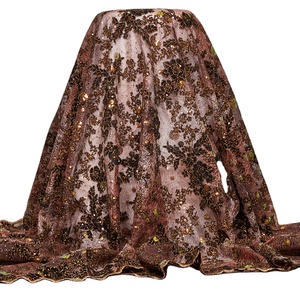 Envío gratis tela de encaje terciopelo africano con lentejuelas tela de encaje Nigeira 2021 venta al por mayor tela de terciopelo de lentejuelas para vestido 2616 - Product Image 1