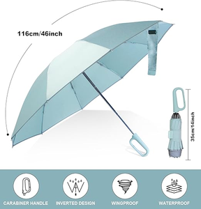 Paraguas Invertido OVIDA con Mango de Mosquetón, Paraguas Resistente al Viento para Lluvia y Sol, Paraguas Plegable Inverso Portátil con Protección UV - Product Image 2