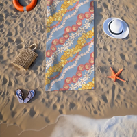 Design personnalisé de haute qualité fleur bleue serviette de plage matériel brodé rayé logo marque privée serviette de plage