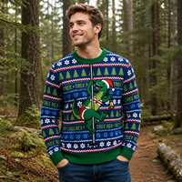 Pull de Noël unisexe, cardigan décontracté d'hiver, pull tricoté, jacquard flocon de neige, coupe ample, imprimé fleurs moches