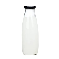 Bouteilles en verre de 10 oz, bouteilles de lait en verre, récipients vintage pour milk-shakes, bouteilles à boire avec couvercles pour les fêtes et les enfants