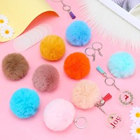 Vente en gros peluche fausse fourrure porte-clés boule 6cm pompon porte-clés pour sacs pendentif